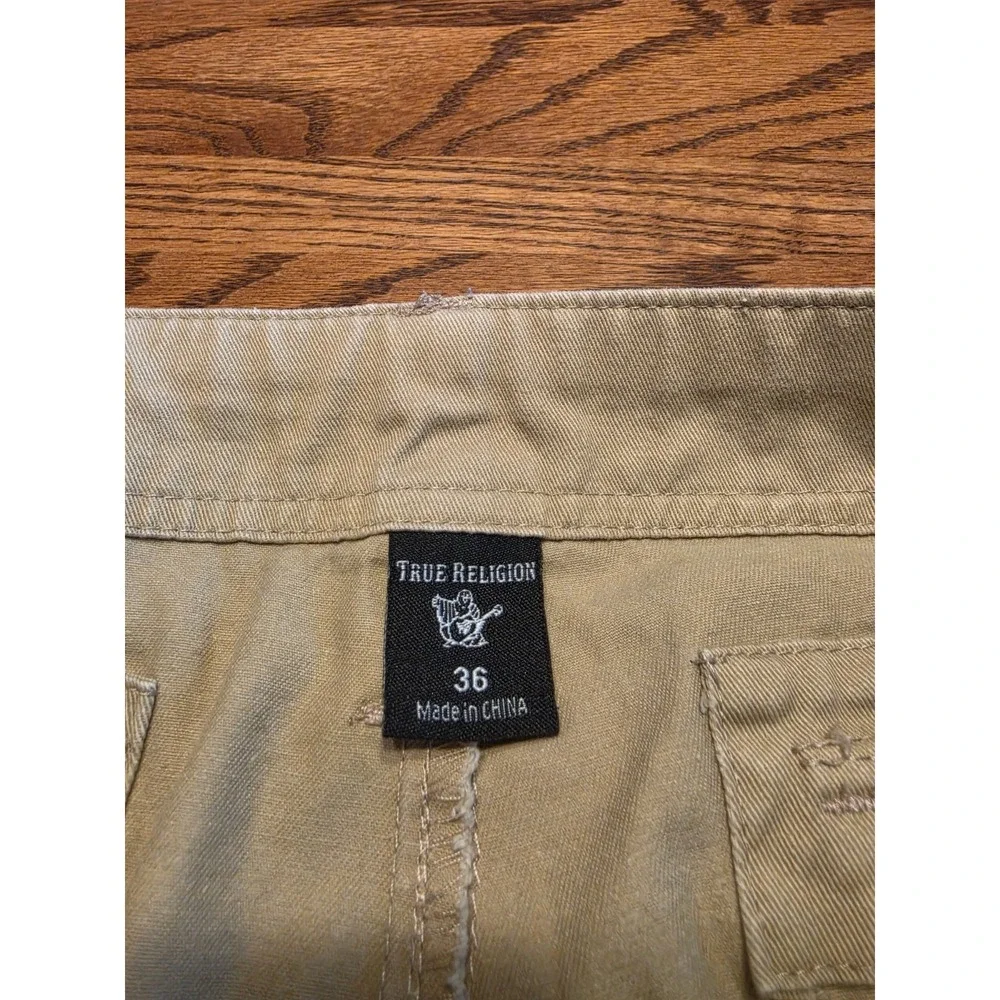True Religion Cargo Shorts‎ Mens Size 36 Tan 100% Cotton 12.5